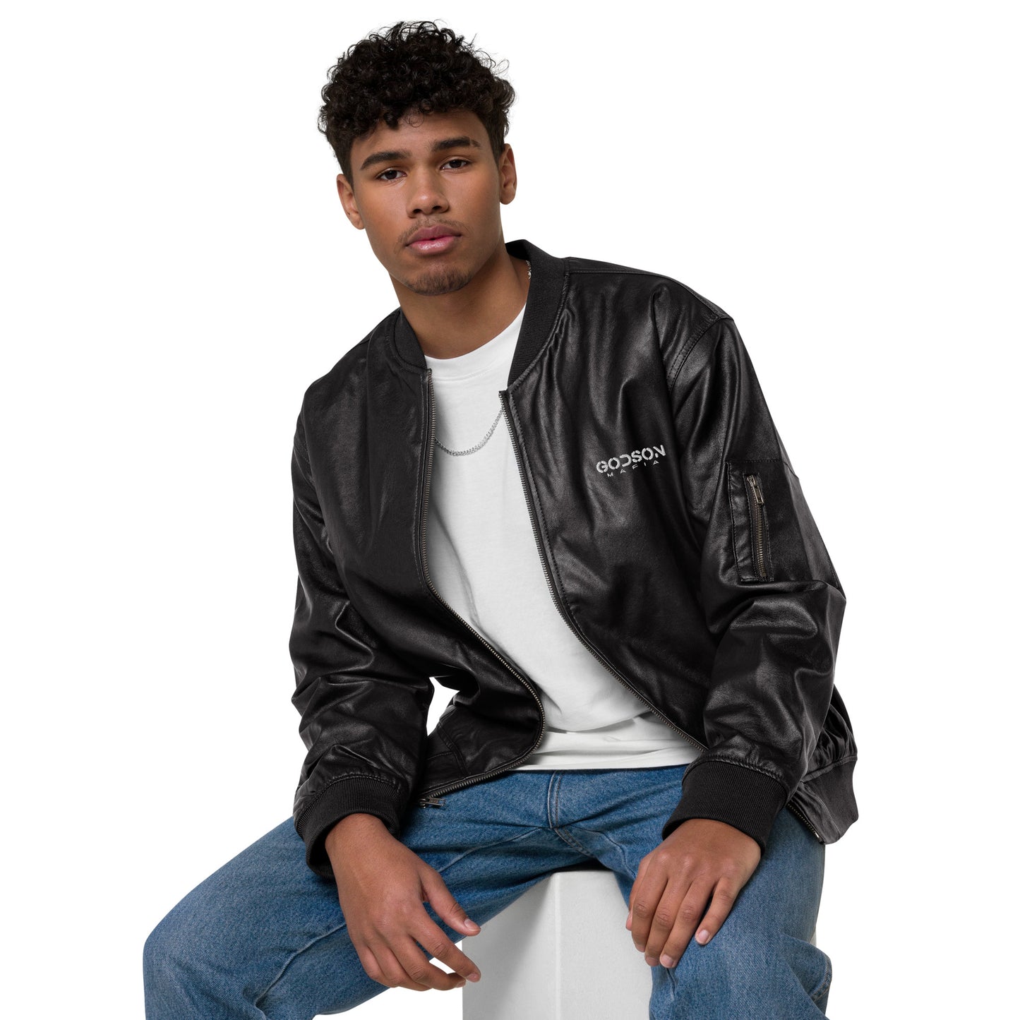 GODSON MAFIA LEATHER BOMBER JACKET