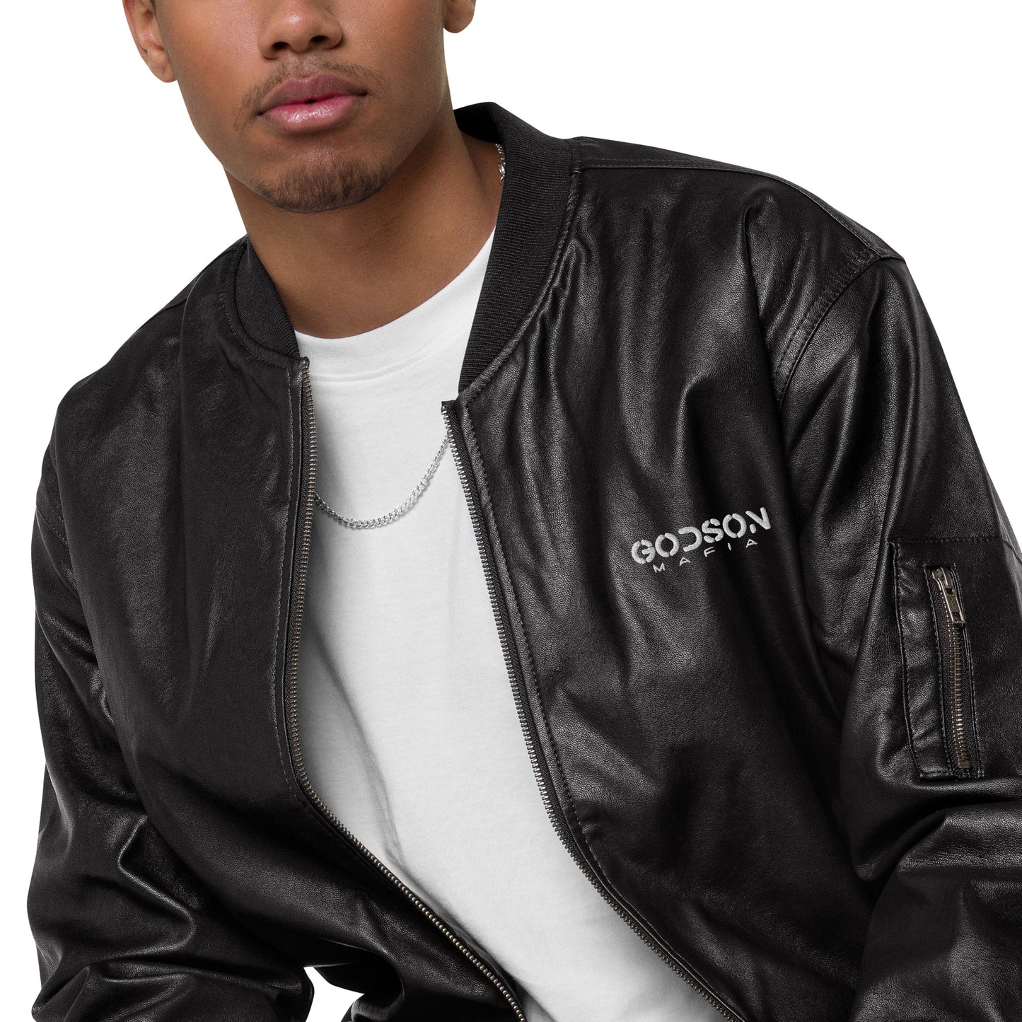 GODSON MAFIA LEATHER BOMBER JACKET