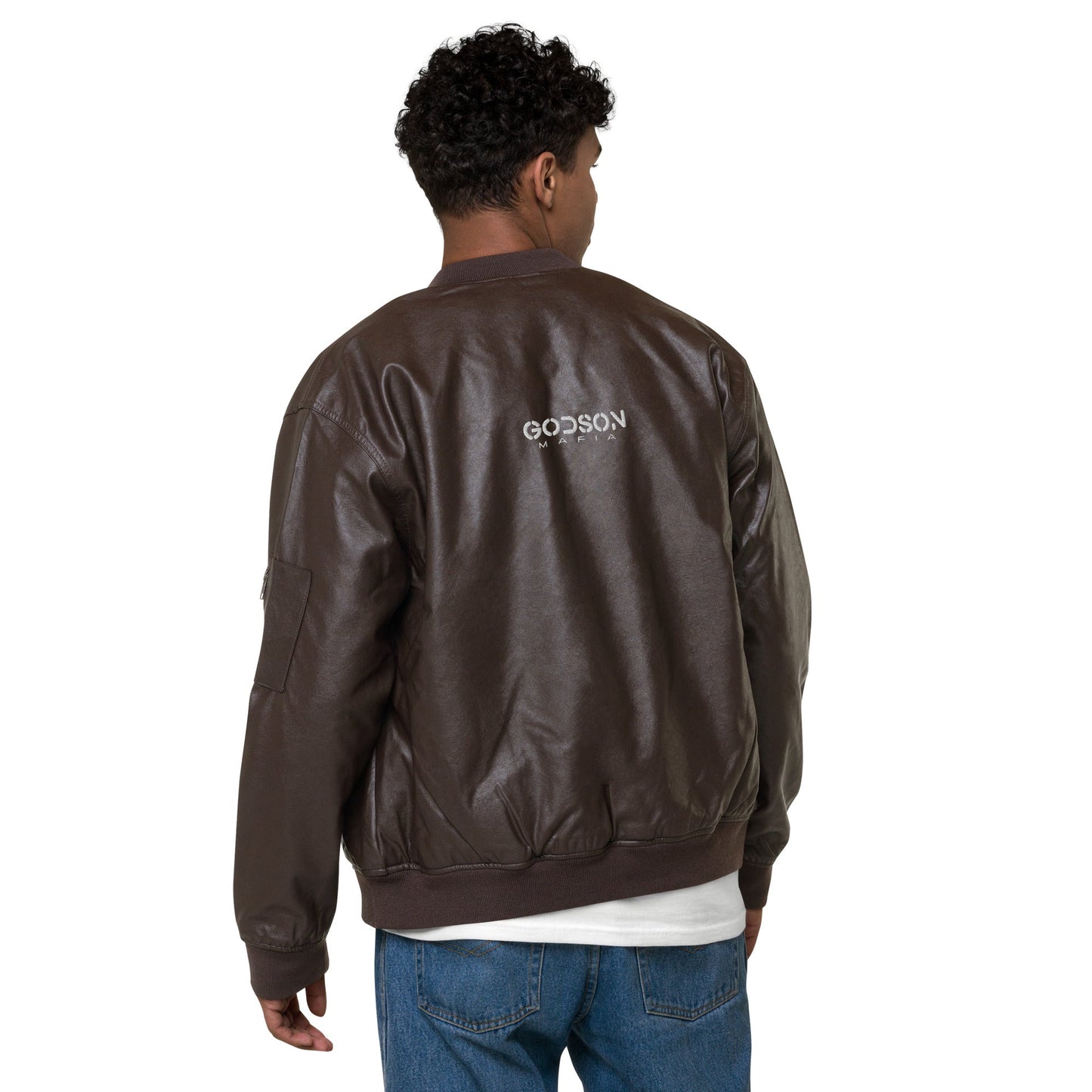 GODSON MAFIA LEATHER BOMBER JACKET