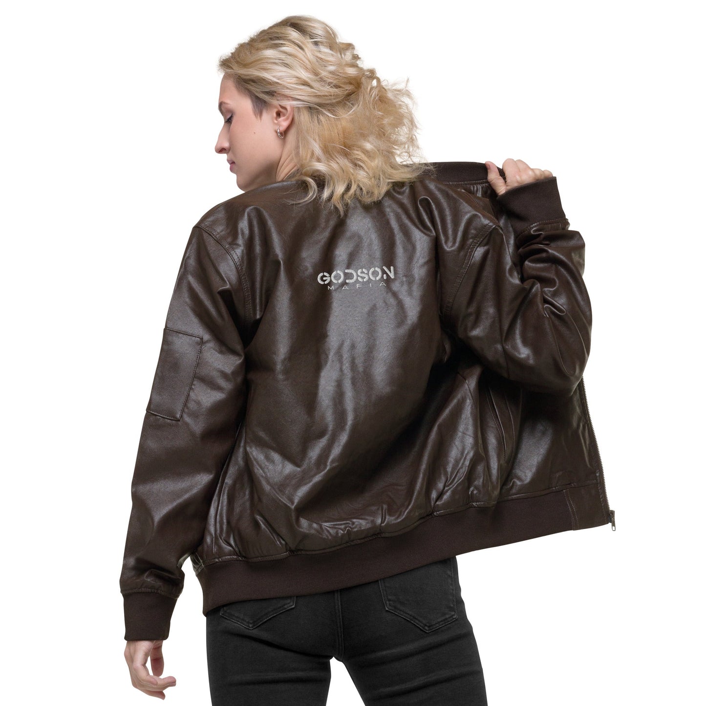 GODSON MAFIA LEATHER BOMBER JACKET