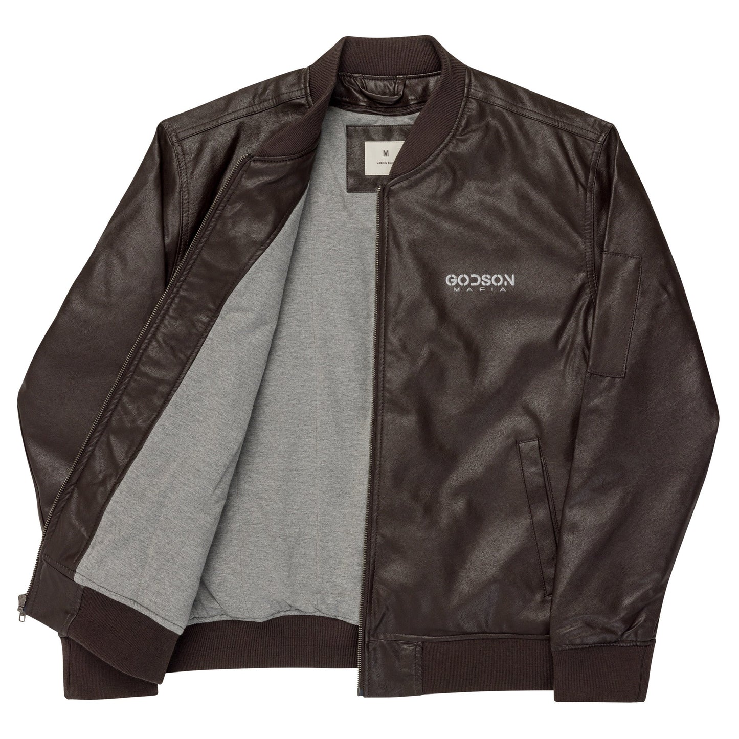 GODSON MAFIA LEATHER BOMBER JACKET