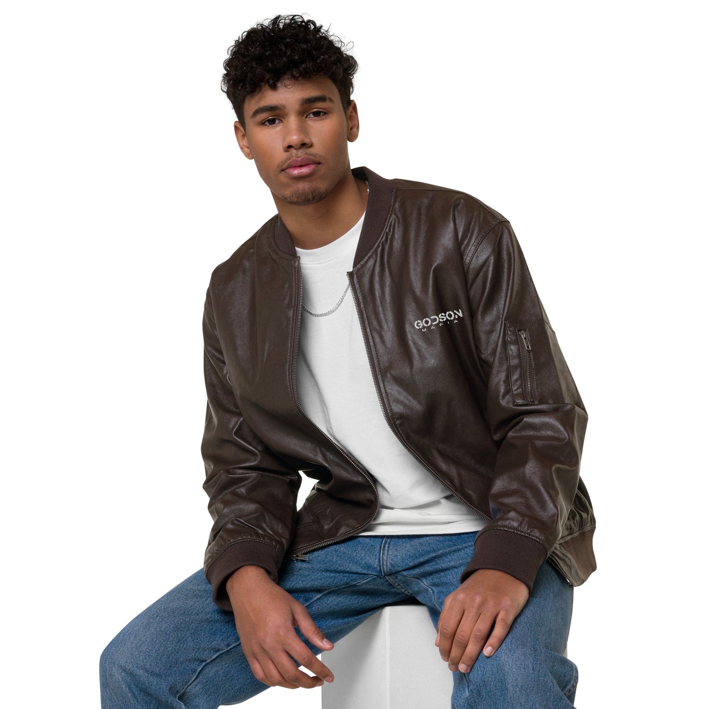 GODSON MAFIA LEATHER BOMBER JACKET