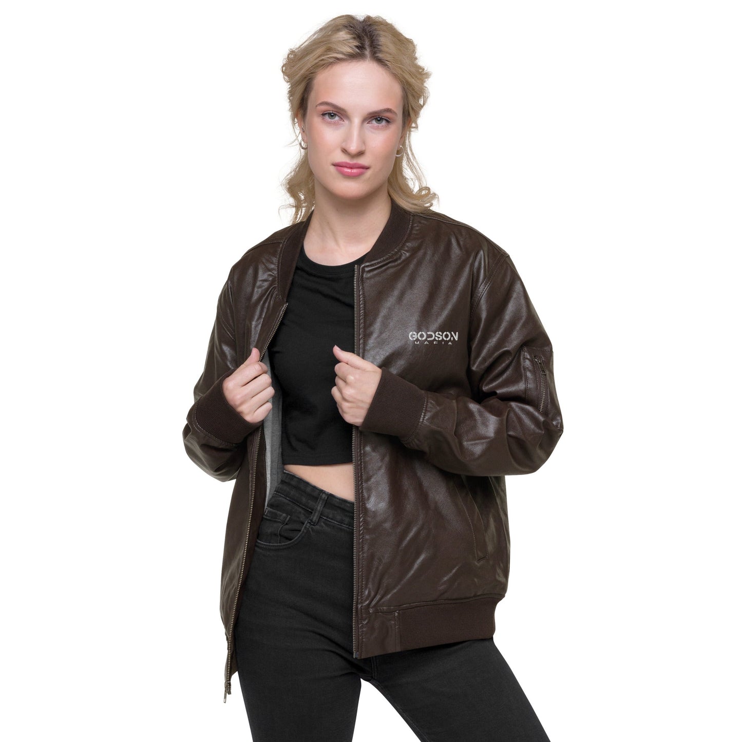 GODSON MAFIA LEATHER BOMBER JACKET