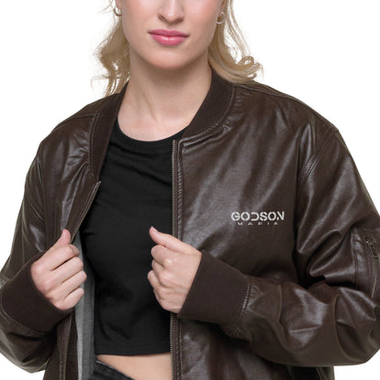 GODSON MAFIA LEATHER BOMBER JACKET